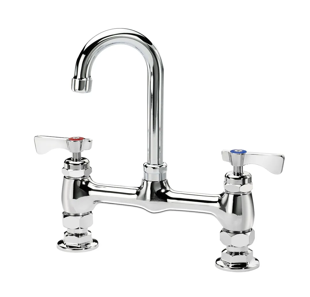 Krowne 15-825L Royal Series Low Lead Deck Mount Faucet w/ 8" Centers, 3.5" Gooseneck Spout