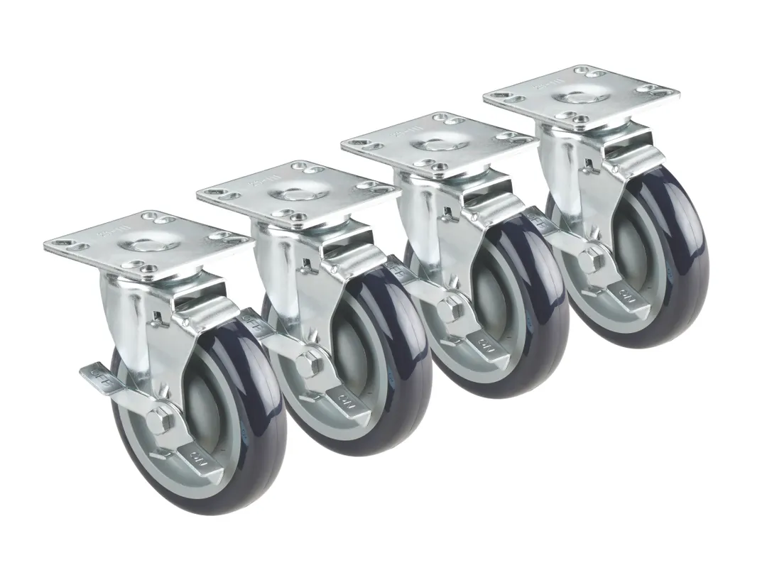 Krowne 28-101S Krowne Plate Caster, Swivel with Brake, 3" Diameter, 4" X 4"