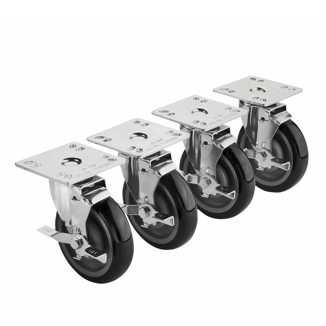 Krowne 28-111S Krowne Plate Caster, Swivel with Brake, 5" Diameter
