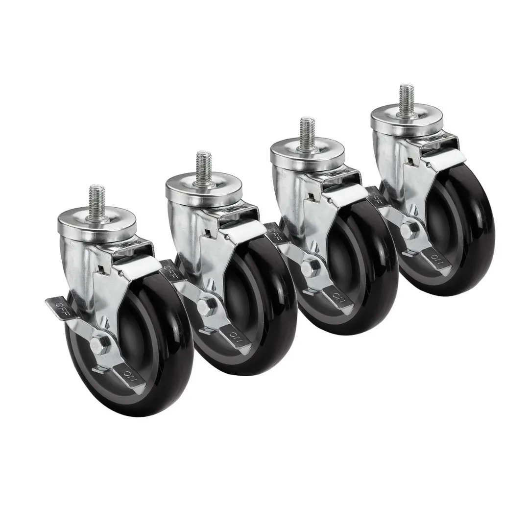 Krowne 28-145S Krowne Threaded Stem Caster, Swivel with Brake, 5" Diameter