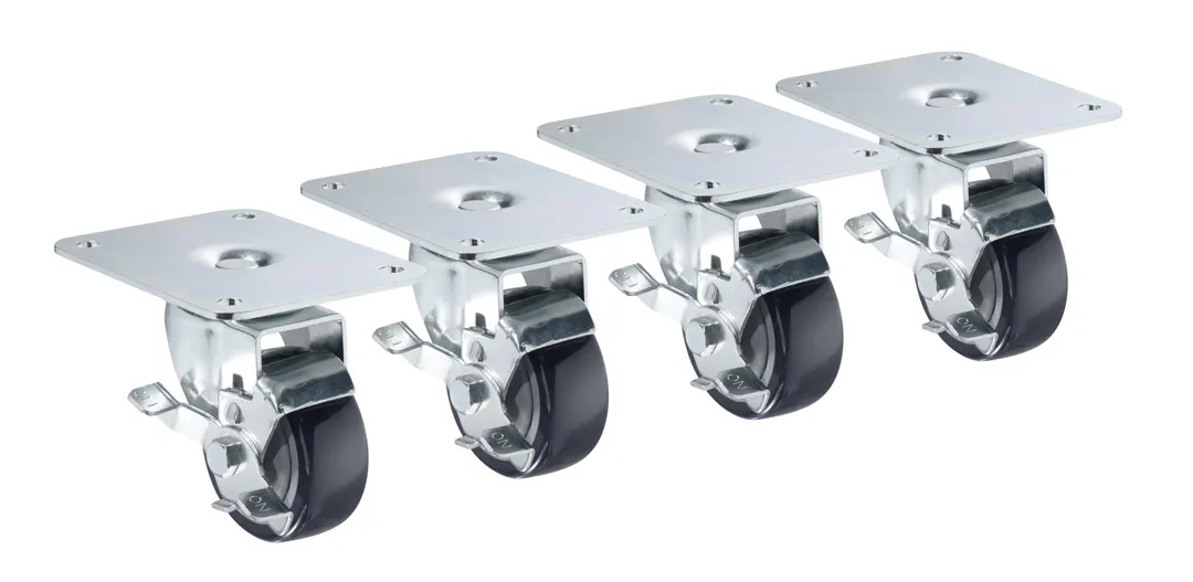 Krowne 28-170S Plate Caster, 4" X 5" Plate, 3" Diameter Wheel with Brake