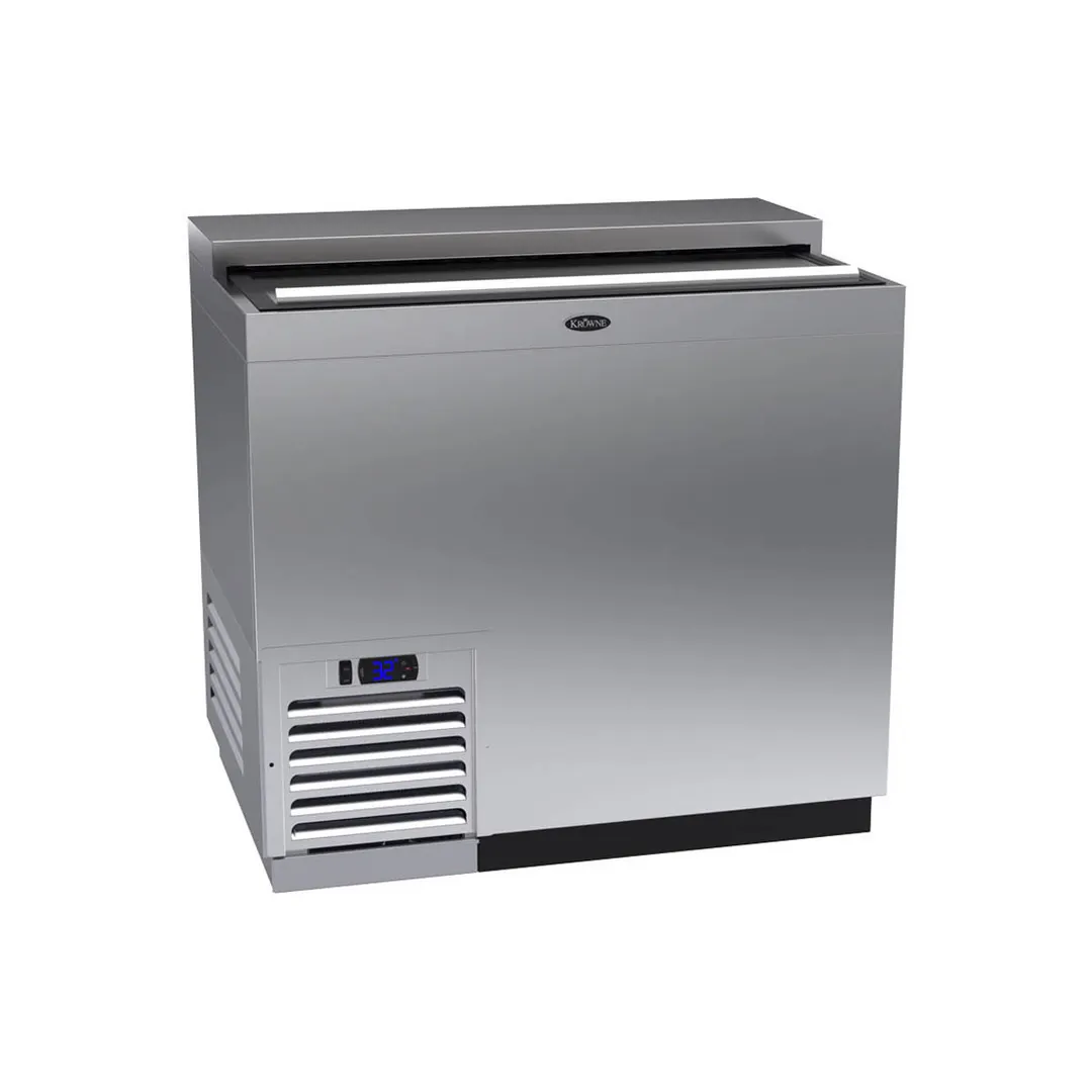 Krowne BC36-SS 36" Stainless Steel Flat Top Bottle Cooler w/ 1 Sliding Lid, 2 Divider Racks