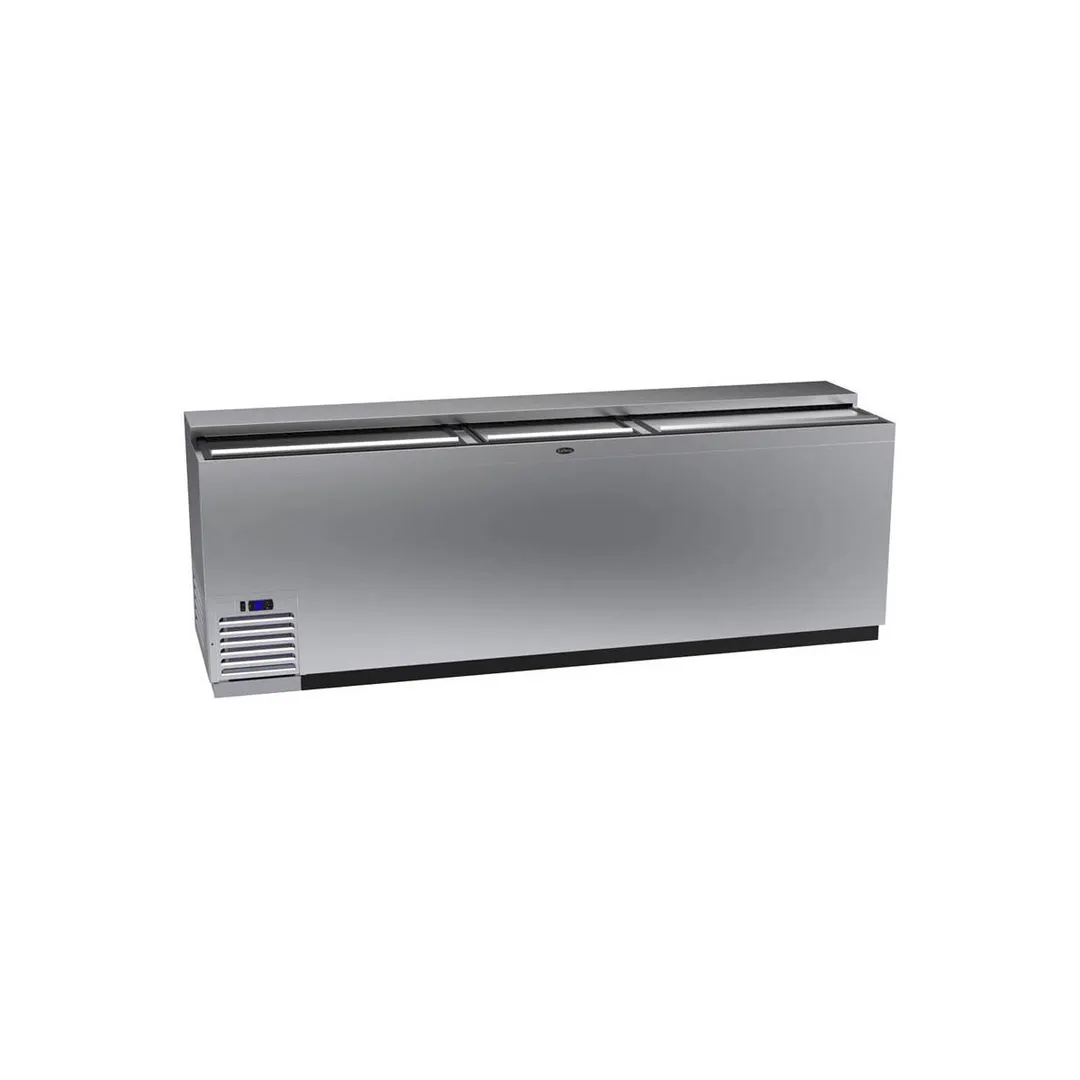 Krowne BC96-SS Stainless Steel Flat Top Bottle Cooler w/ 3 Sliding Lids, 5 Divider Racks