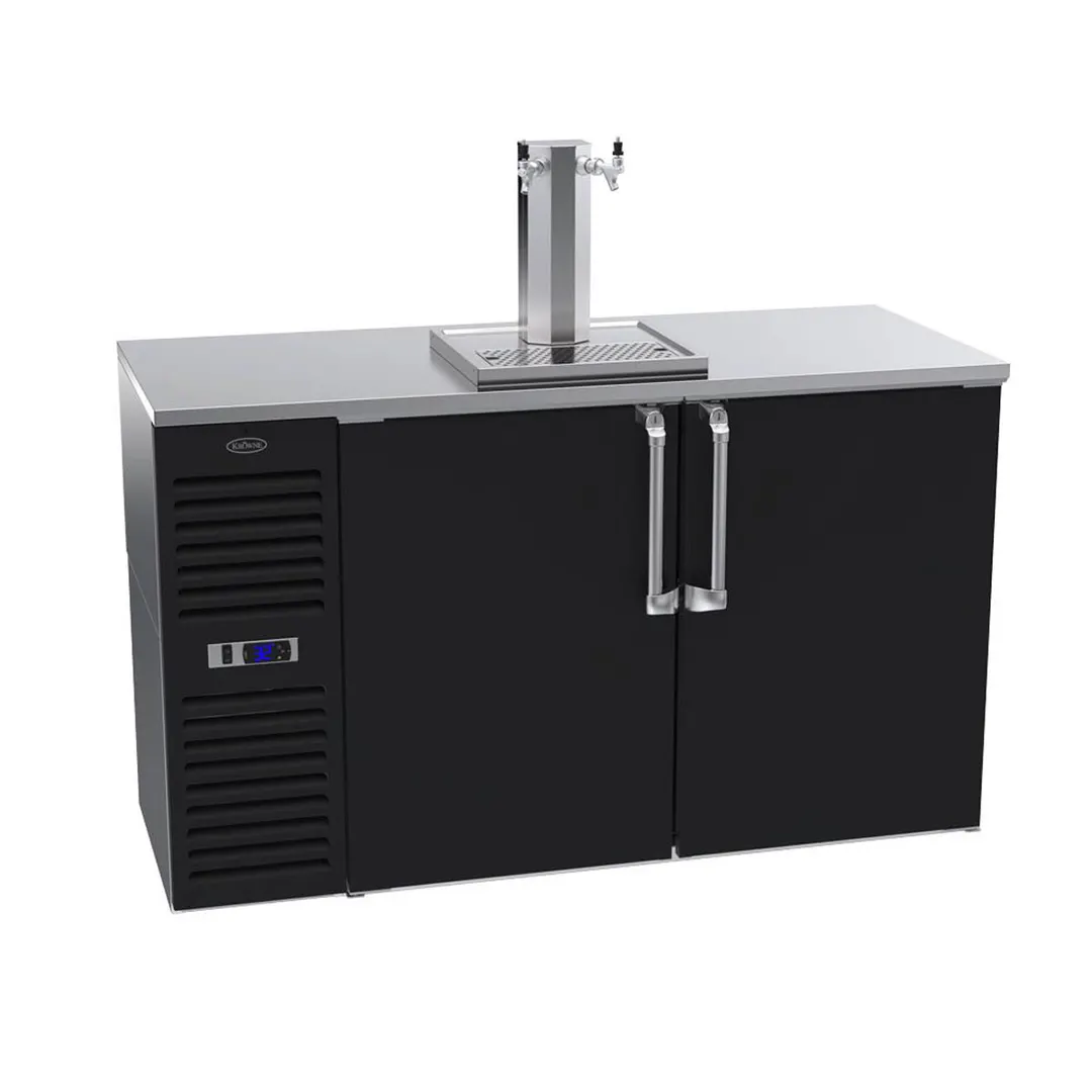 Krowne DB60 Draft Beer Cooler, 60" x 25" Black, 2‑Keg 2‑Tap Tower, Side‑Mounted, 1/4 HP 115V R290