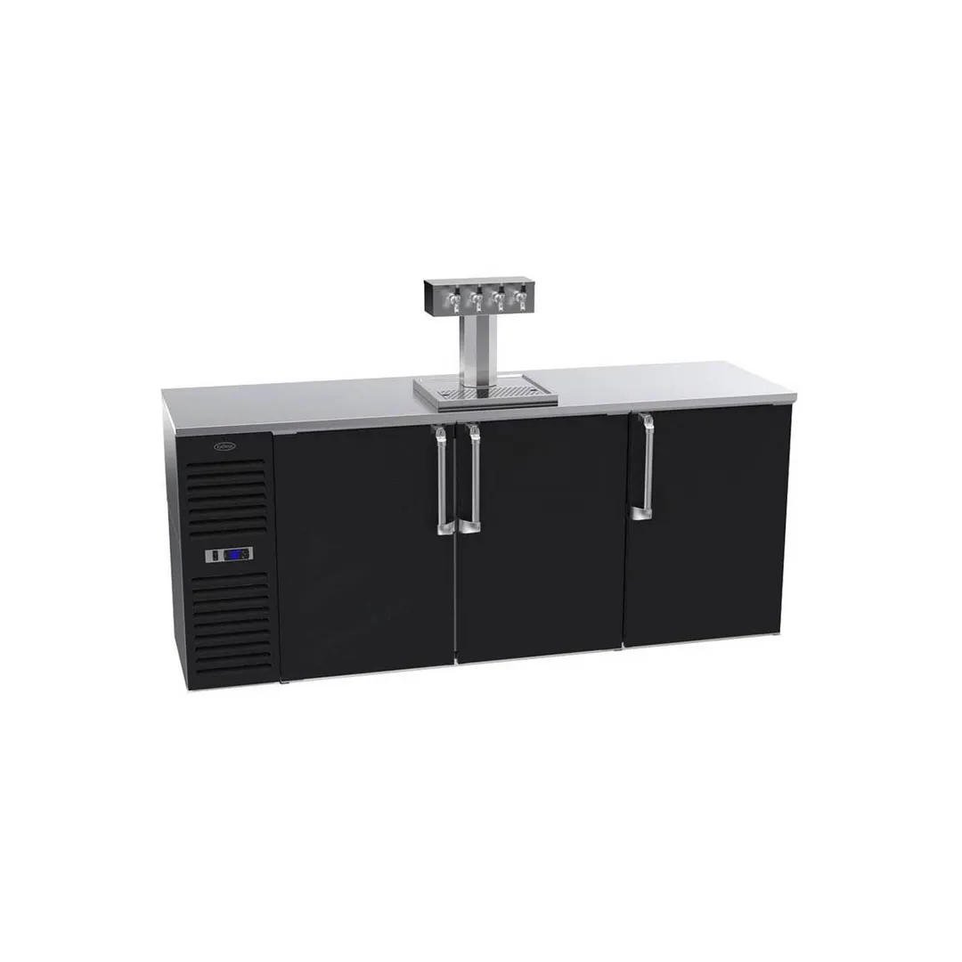 Krowne DB84 84" W x 25" D Black Keg Cooler, 4‑Tap Tower, 4‑Keg Capacity, 30‑40°F, 115V 1/3 HP