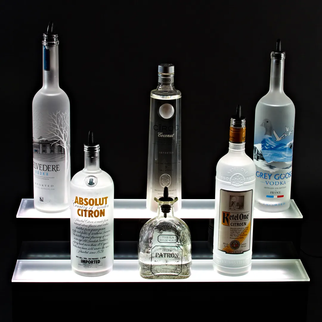 Krowne KR-2T24-L 24" Two Tier Royal Series Lighted Countertop Liquor Display, 12 Bottles