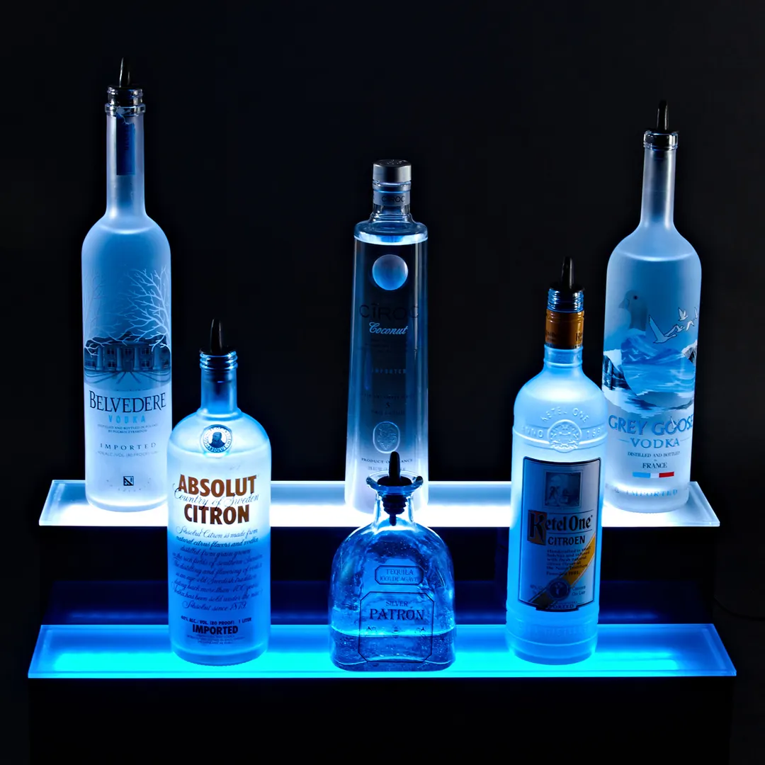 Krowne KR-2T36-L 36" Two Tier Royal Series Lighted Countertop Liquor Display, 18 Bottles