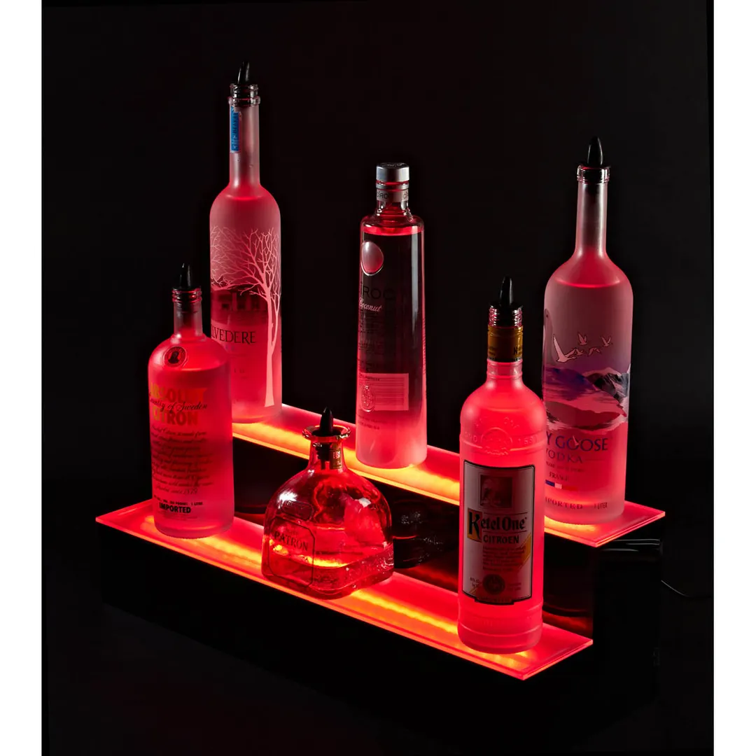 Krowne KR-2T48-R 48" Two Tier Royal Series Lighted Countertop Liquor Display, 24 Bottles