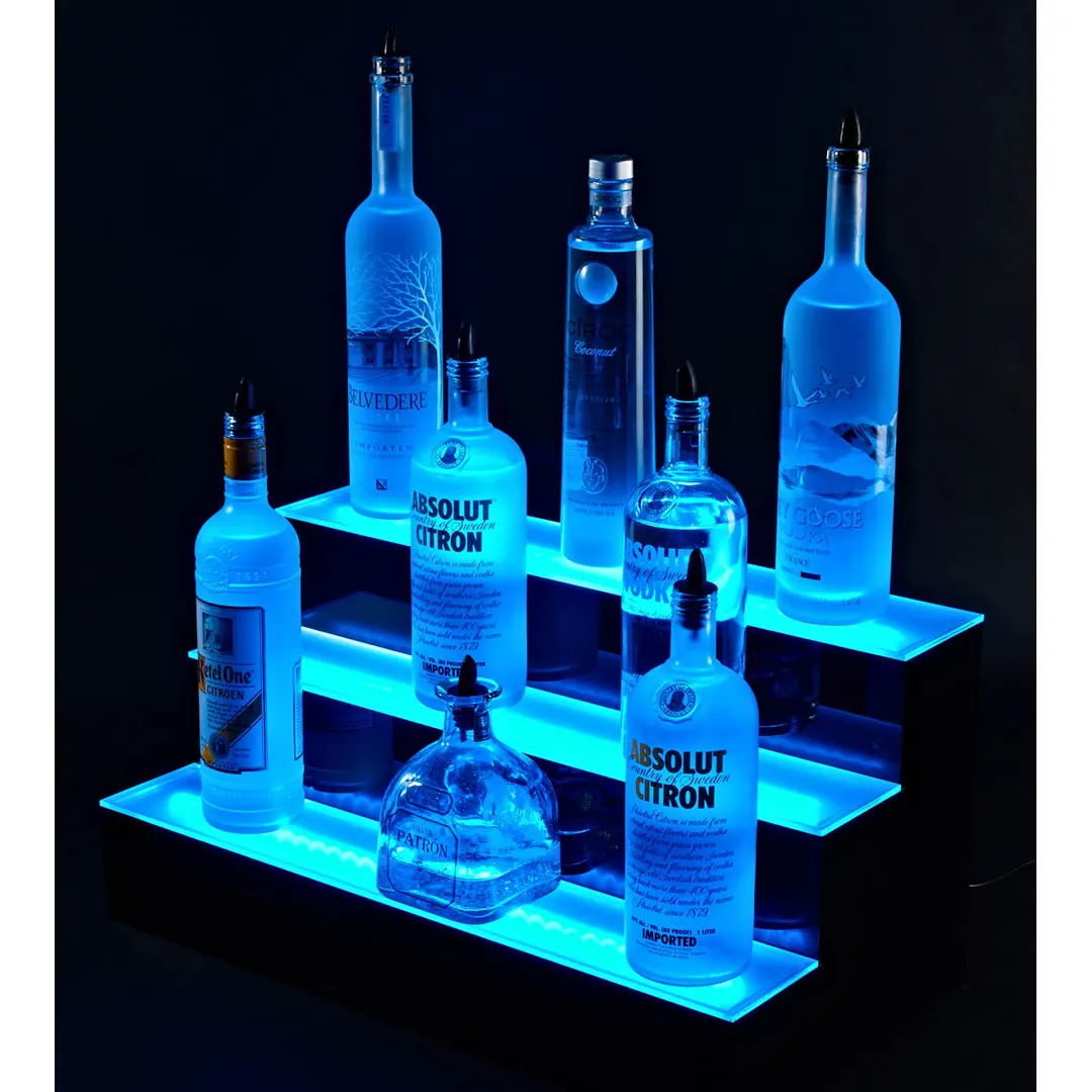 Krowne KR-3T24-L 24" Three Tier Royal Series Lighted Countertop Liquor Display, 18 Bottles