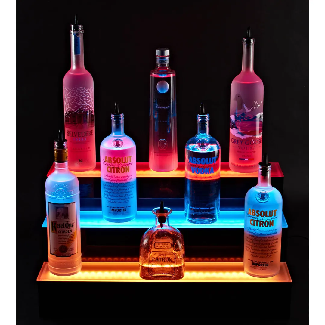 Krowne KR-3T48-L 48" Three Tier Royal Series Lighted Countertop Liquor Display, 36 Bottles
