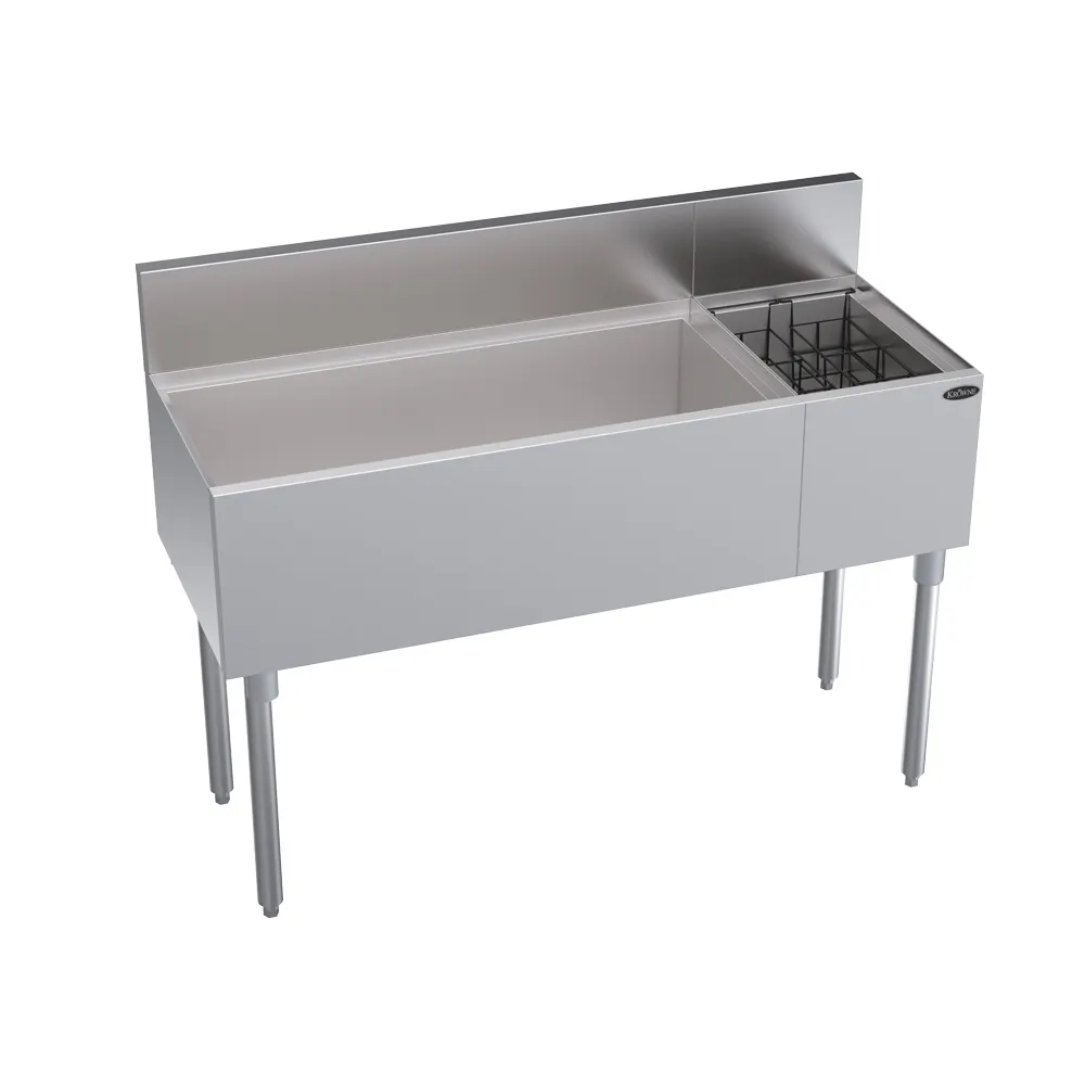 Krowne KR19-M48L-10 48" Bottle Well Bin Underbar Ice Bin/Cocktail Station  w/ 110 lb Ice Bin