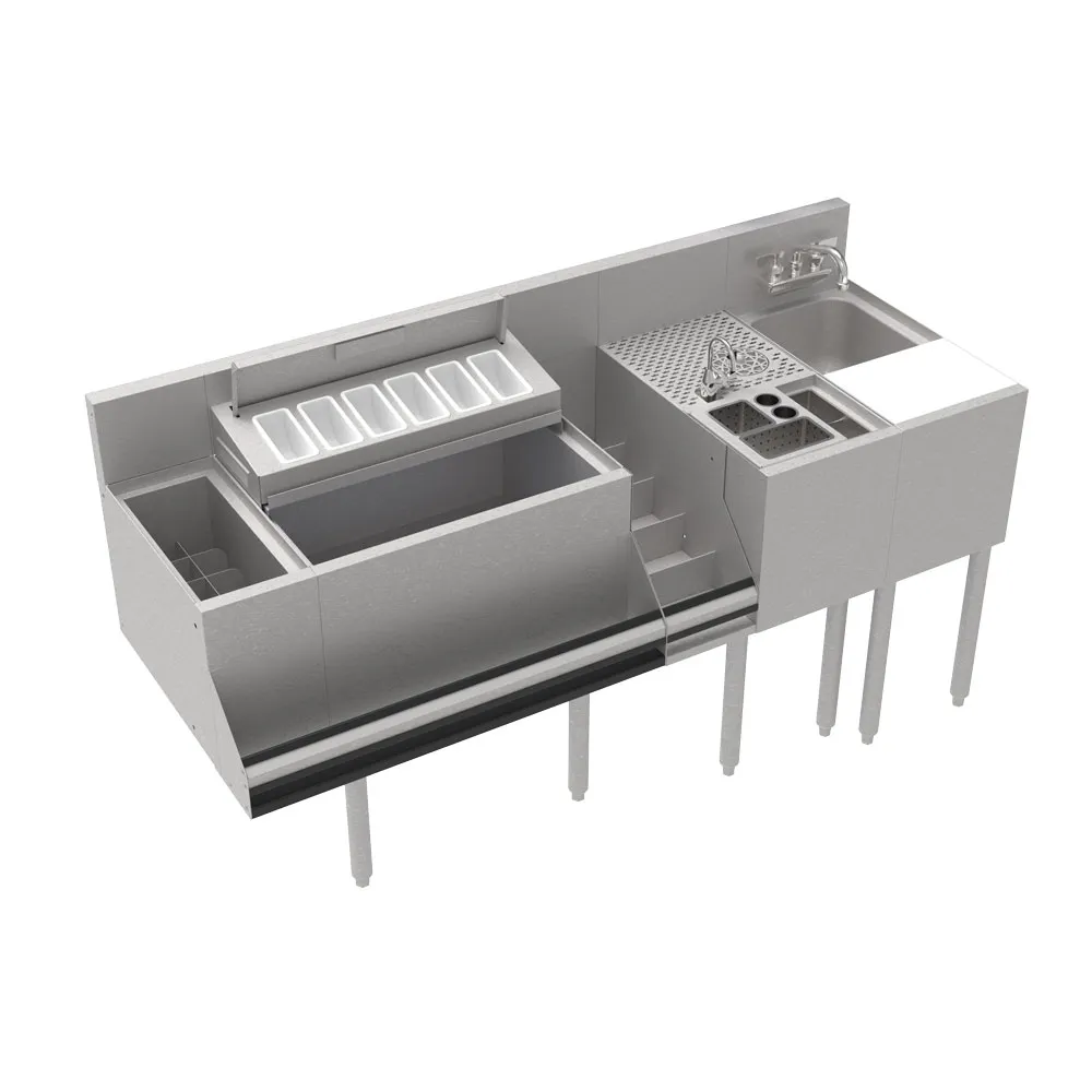 Krowne KR24-MT64 64" Sink Combo Underbar Ice Bin/Cocktail Station - Left