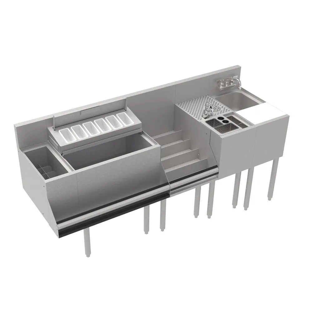 Krowne KR24-MT72-10 72" Sink Combo Underbar Ice Bin/Cocktail Station w/ 10 Circuit - Left