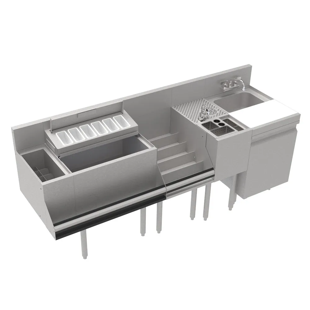 Krowne KR24-MT78 78" Sink Combo Underbar Ice Bin/Cocktail Station - Left