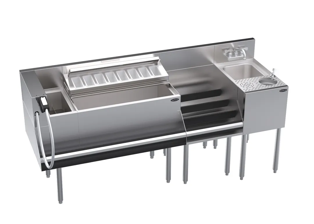 Krowne KR24-S74-10 74"W Insulated Pass-Thru Underbar Ice Bin / Cocktail Station w/ Cold Plate