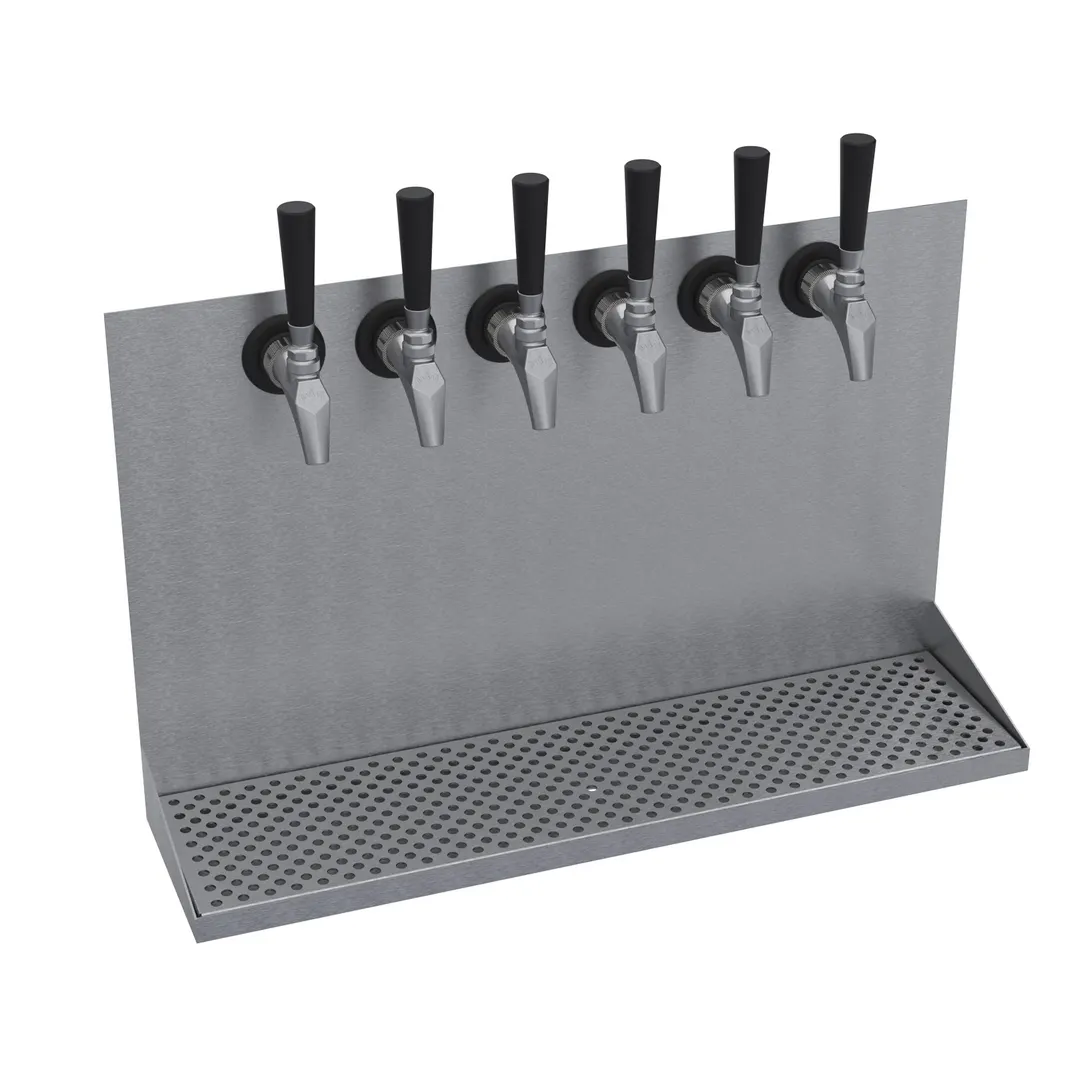 Krowne KWMDT-6S Wall Mounted Drip Tray, Six Faucets, 24" OA Length, Brushed, Stainless Steel