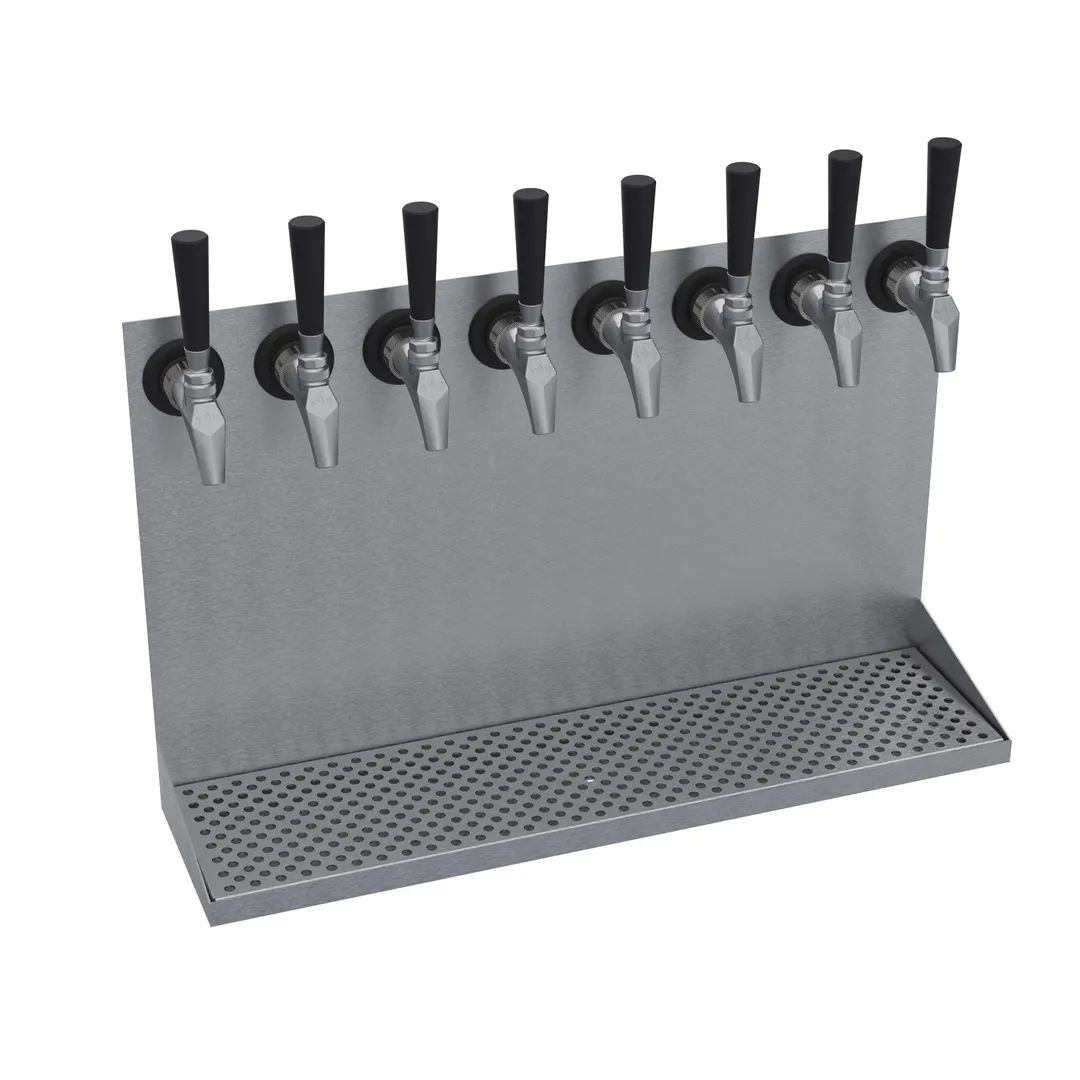 Krowne KWMDT-8S Wall Mounted Drip Tray, Eight Faucets, 24" OA Length, Brushed Stainless Steel