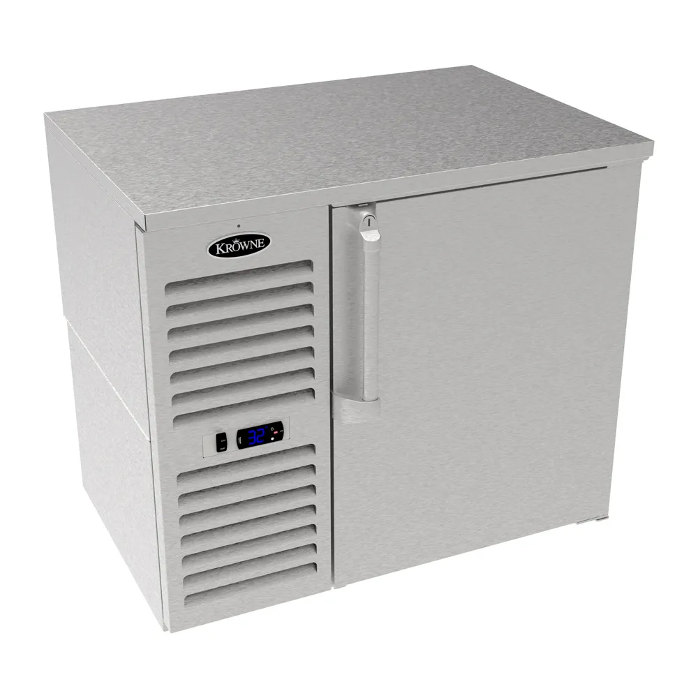 Krowne LS36 – 36" W x 24" D Back Bar Cooler Black Swing Door w/Lock LED Shelves R290 115V 1/5 HP