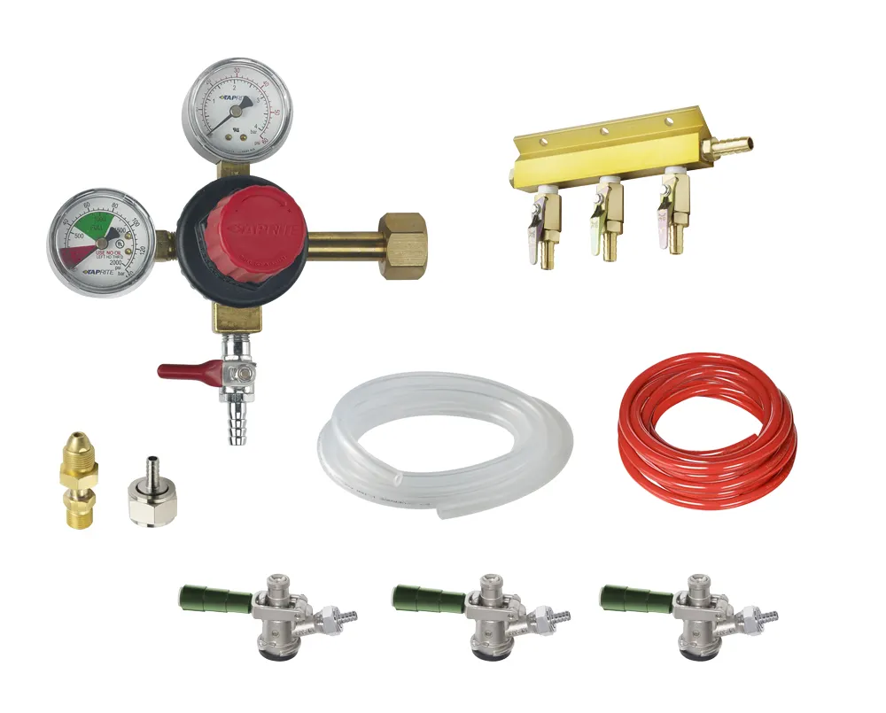 Krowne NITROKIT3 Nitro Beer Kit for 3‑Faucet, CO2 w/N2 Adapter‑Manifold 5′ & 15′ Lines 3 Taps, Probe