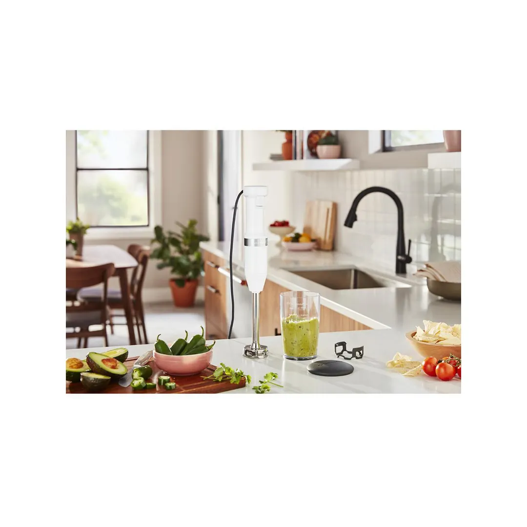 KitchenAid KHBV53WH 8" Variable Speed Corded Hand Blender, White