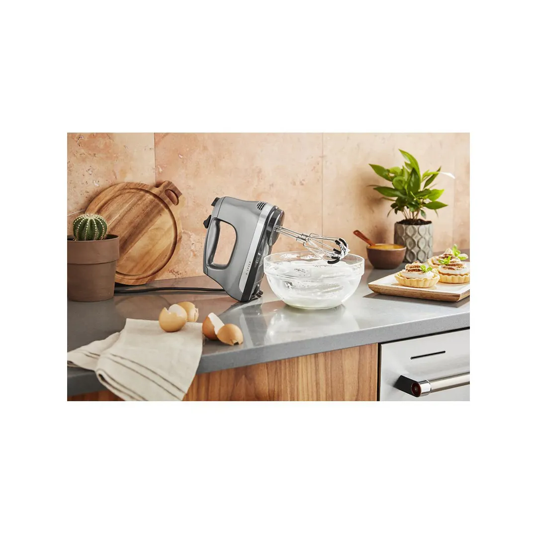 KitchenAid KHM6118CU 6-Speed Hand Mixer with Flex Edge Beaters, Contour Silver