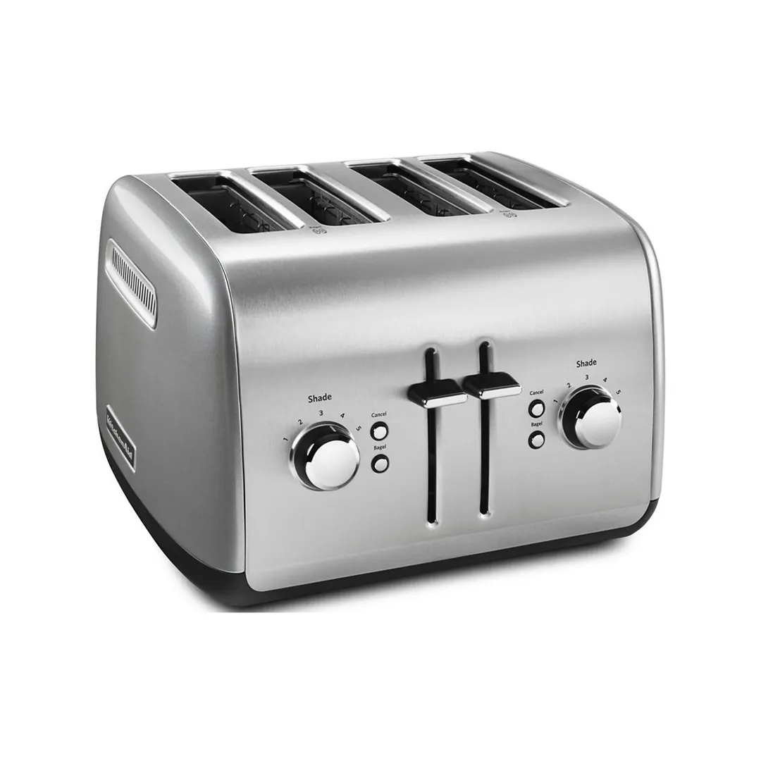 KitchenAid KMT4115CU 4 Slice Toaster w/ Manual High-Lift Lever, Contour Silver Color