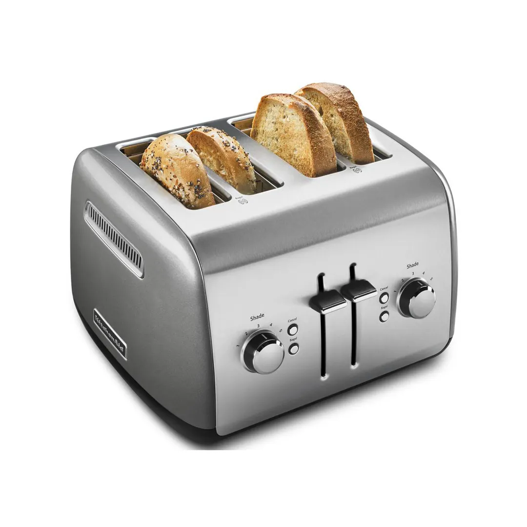 KitchenAid KMT4115CU 4 Slice Toaster w/ Manual High-Lift Lever, Contour Silver Color