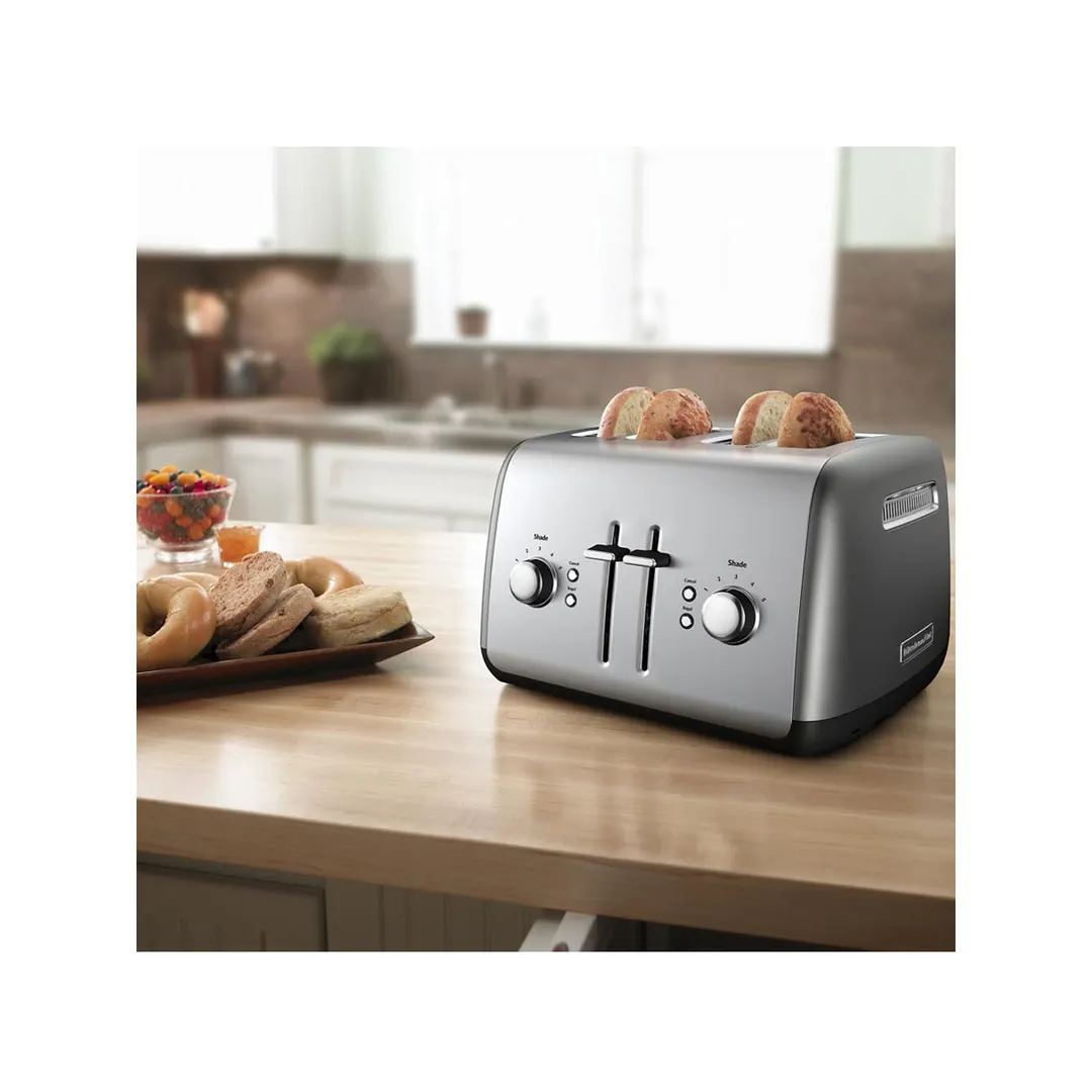 KitchenAid KMT4115CU 4 Slice Toaster w/ Manual High-Lift Lever, Contour Silver Color