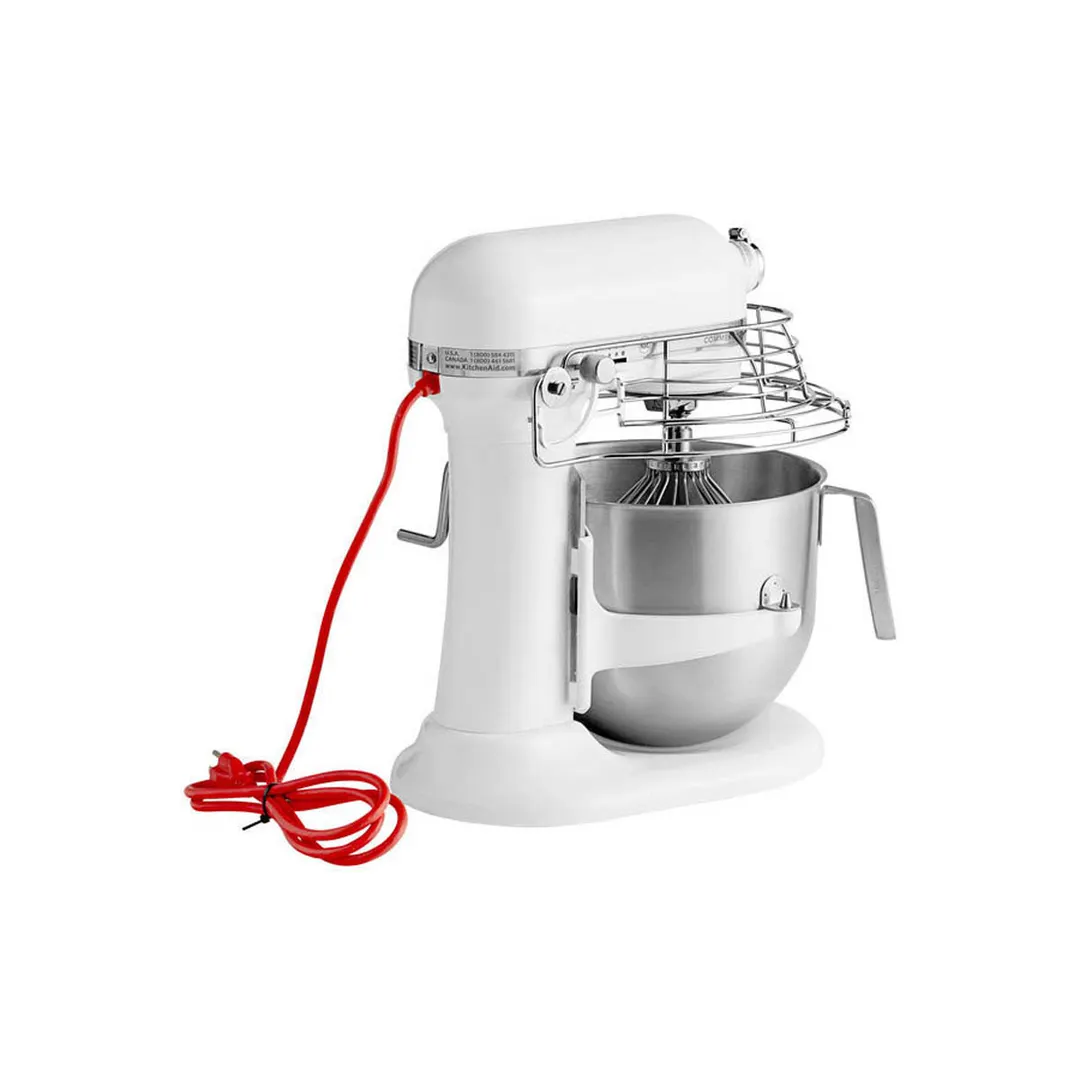 KitchenAid KSMC895WH Commercial 8-qt Bowl Lift Stand Mixer w/ Bowl Guard, 10-Speed, White 