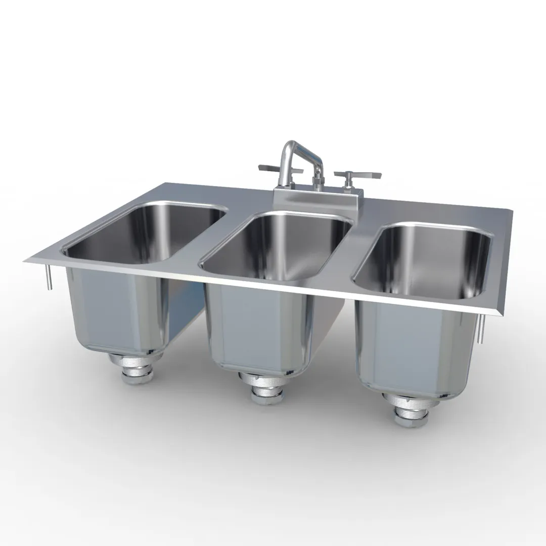 LaCrosse CS3DI Concession Drop-In Sink, Three Compartment, 24" Long