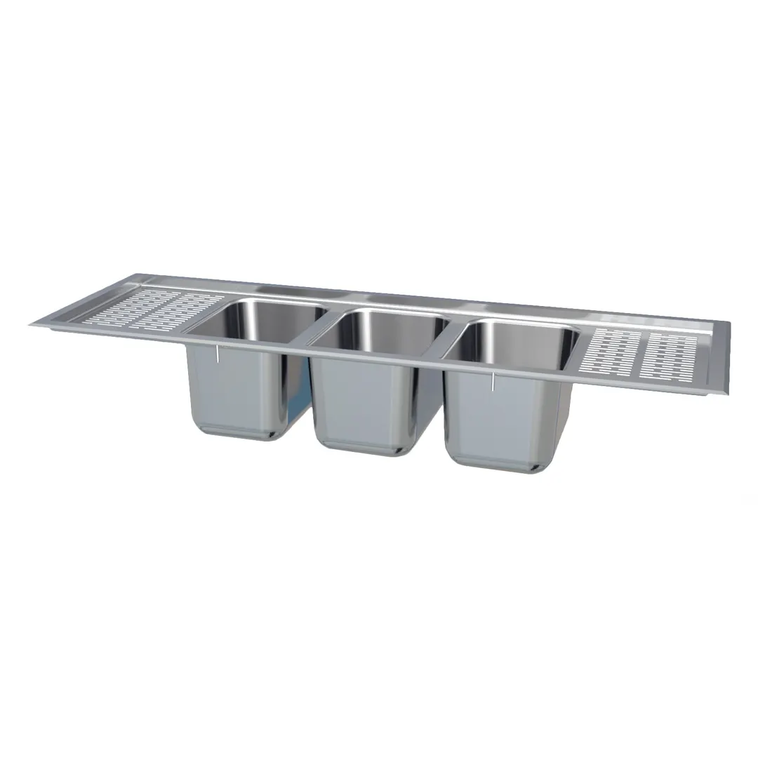 LaCrosse DI43CD Drop-In Sink, Three Compartment, 48" Long