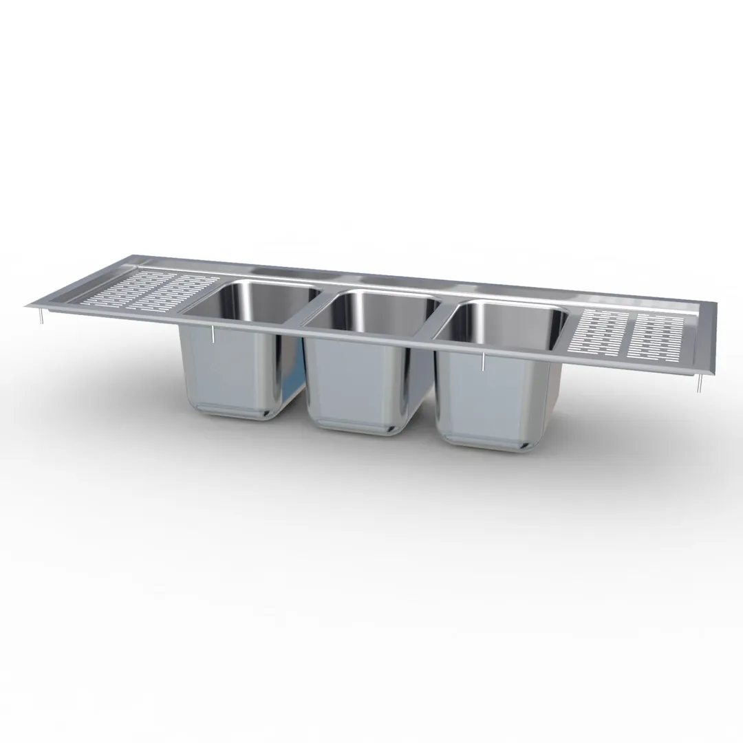 LaCrosse DI53CD Drop-In Sink, Three Compartment, 60" Long