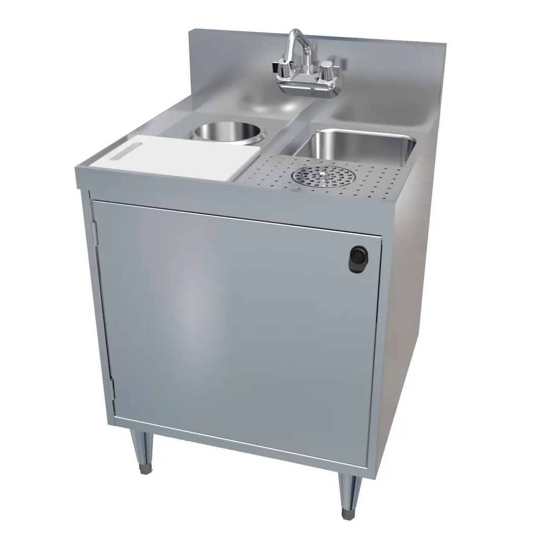 LaCrosse MS2-HSGR Underbar Ice Bin / Mixing Station w/ Cutting Board and 6” Deep Sink Bowl