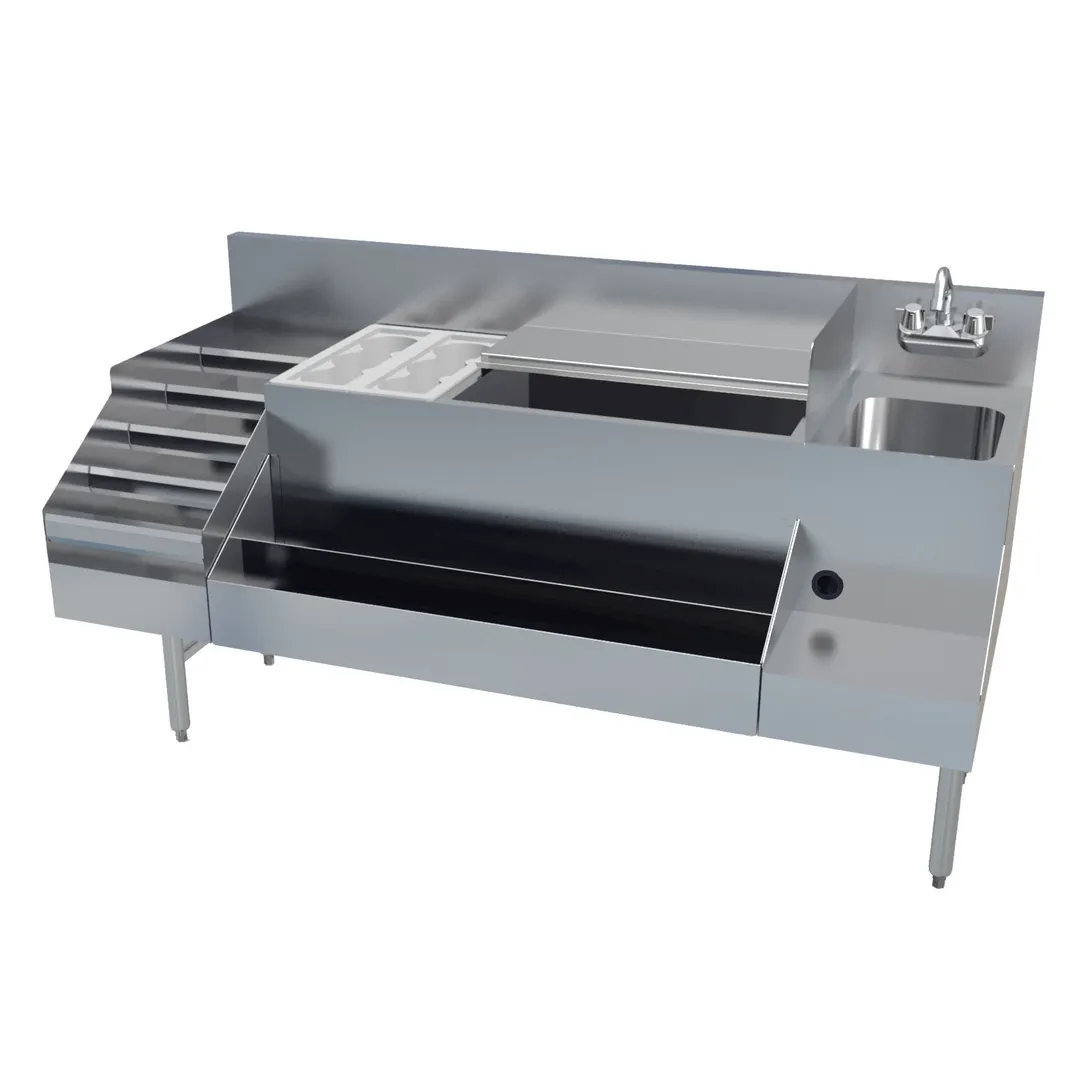 LaCrosse MS5-36CTCHSRGRL+10 60" Drainboard Underbar Ice Bin/Cocktail Station w/ 10 Circuit - Center