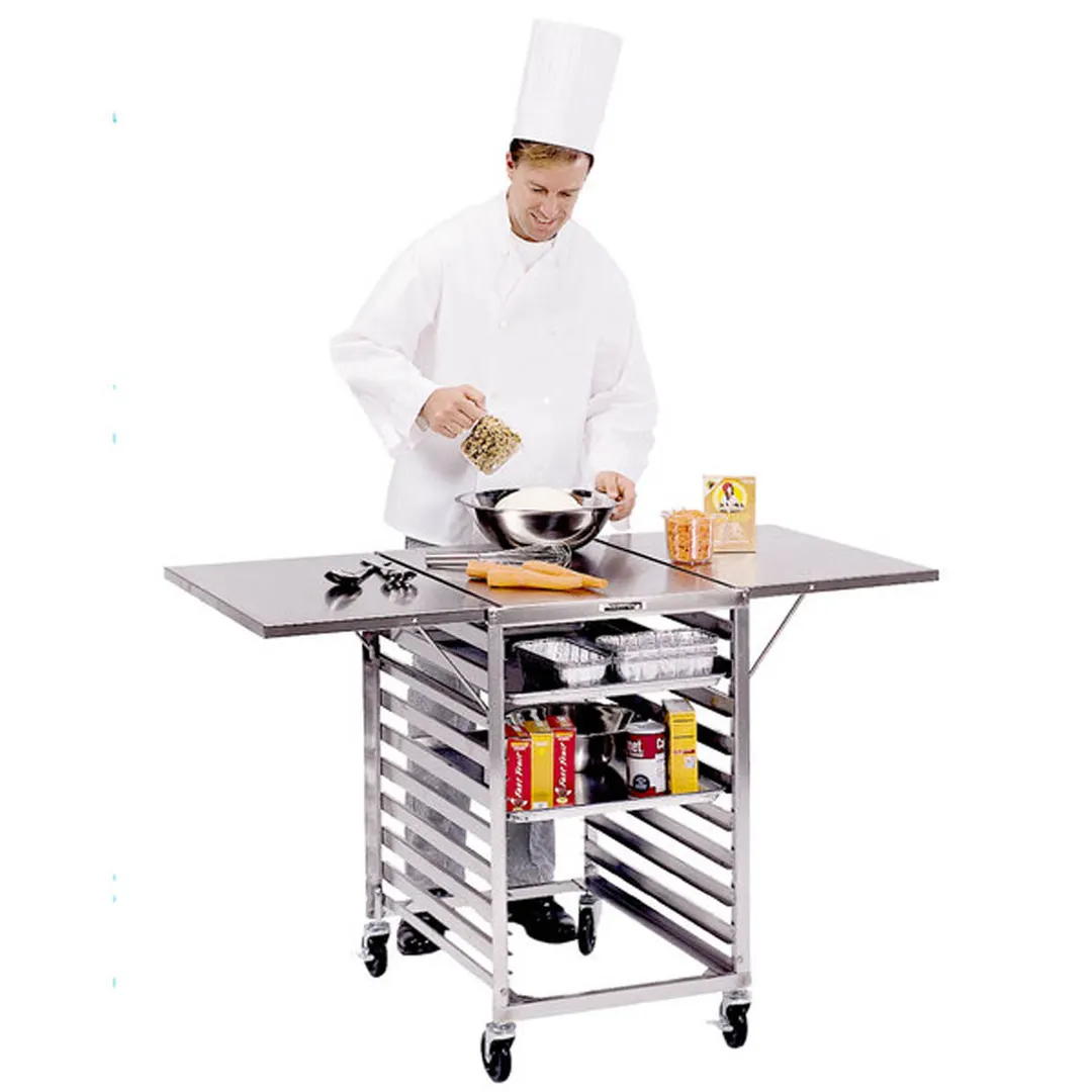 Lakeside 110 Stainless Steel Portable Wing Table 52.75" Wide with Channel Ledges