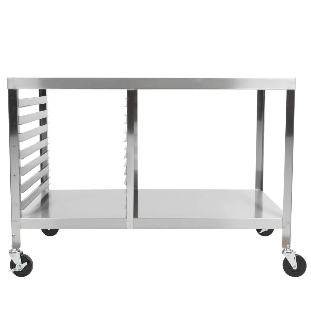 Lakeside 130 Stainless Steel Portable Work Table, 27x48 Top, Channel Ledges for 15 Sheet Pans, 1-1/2 Spacing