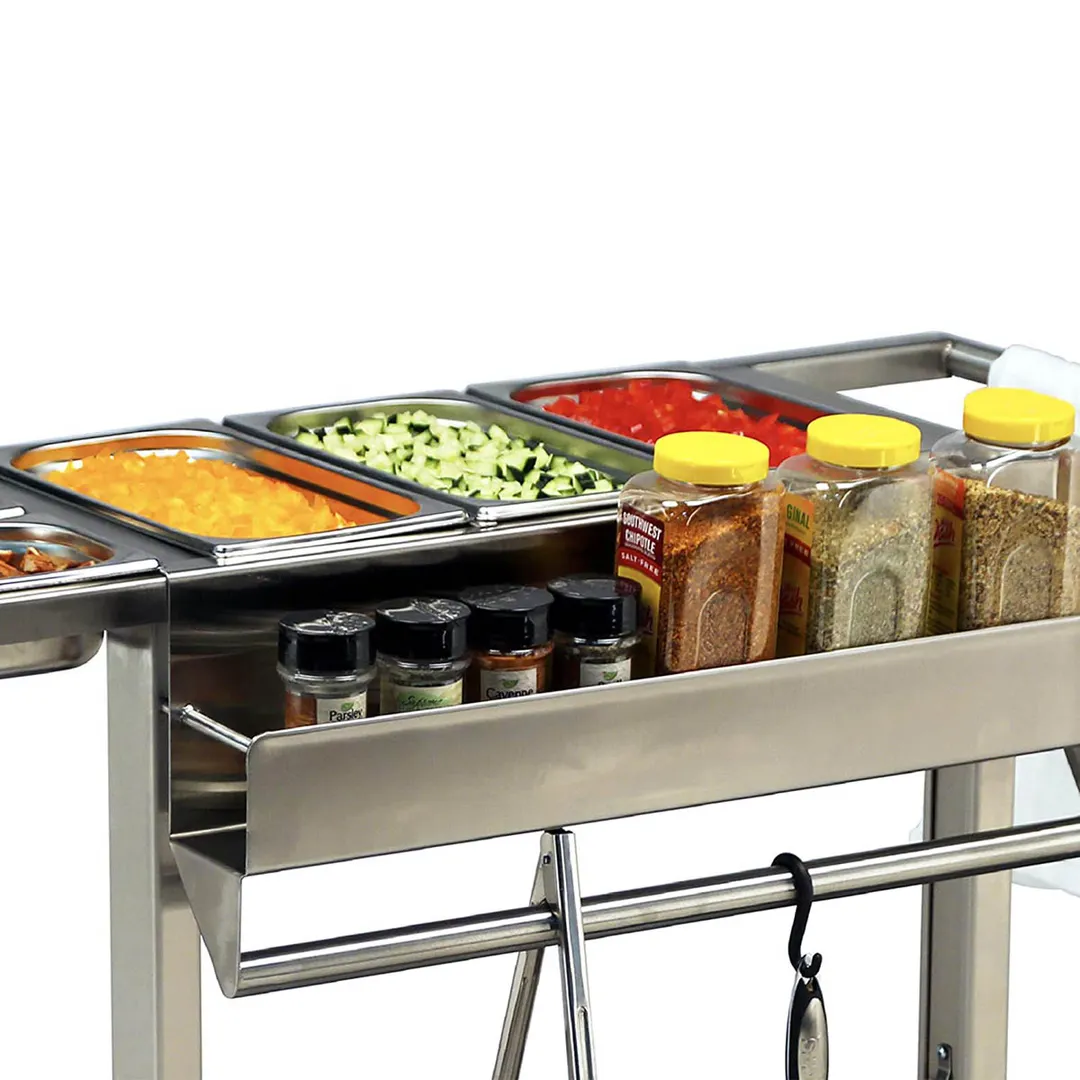 Lakeside 140 Heavy-Duty Fully Welded Stainless Steel Tubular Mise En Place Cart w/ 2" Casters