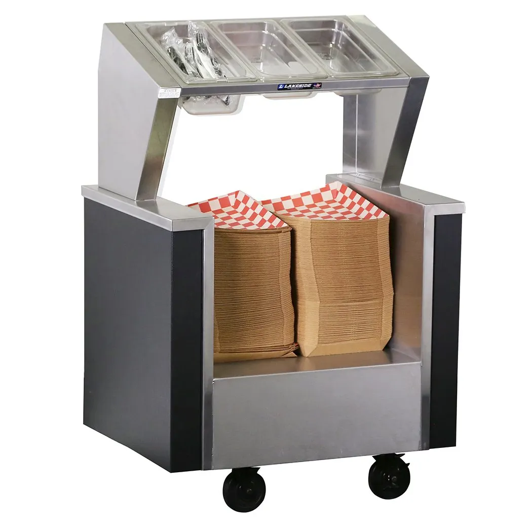 Lakeside 155043 Stainless Steel Open Flex Prep Tray & Flatware Cart, Vinyl Laminate Finish