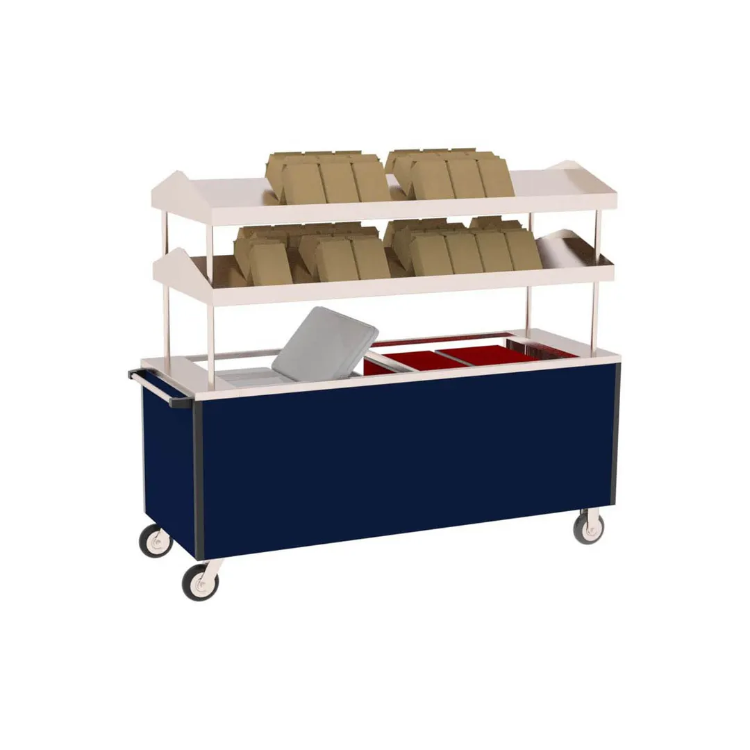 Lakeside 159518 Lunch-Time Mobile Meal Transport Cart, (2) Double-Sided Slanted Overhead Shelves