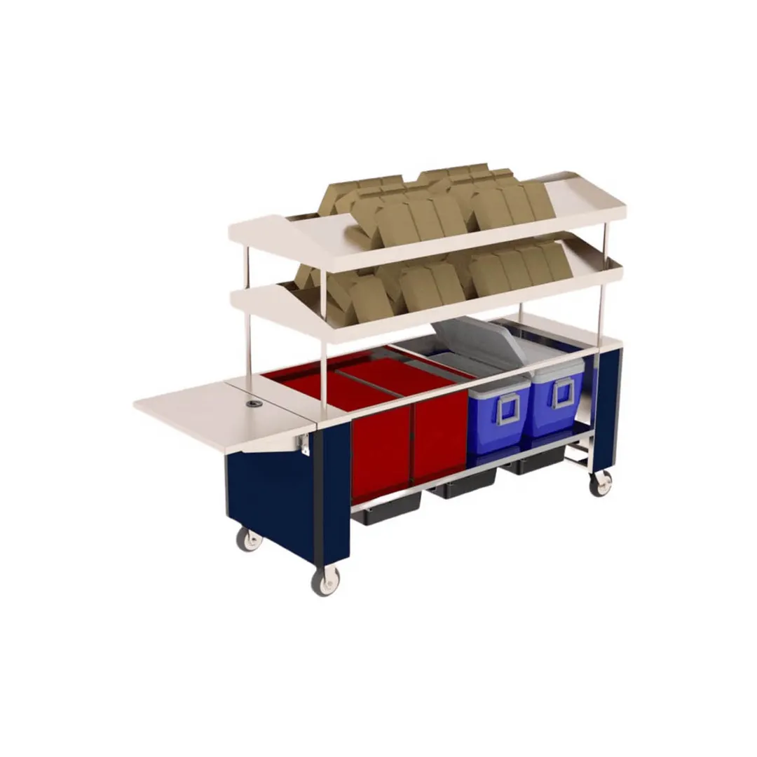 Lakeside 159518 Lunch-Time Mobile Meal Transport Cart, (2) Double-Sided Slanted Overhead Shelves