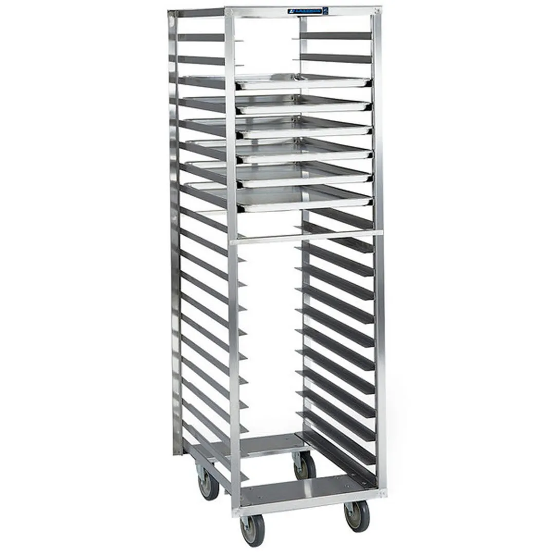 Lakeside 173 20 Pan End Load Full Height Stainless Steel Bun / Sheet Pan Rack w/ 3" Bottom Load Slides