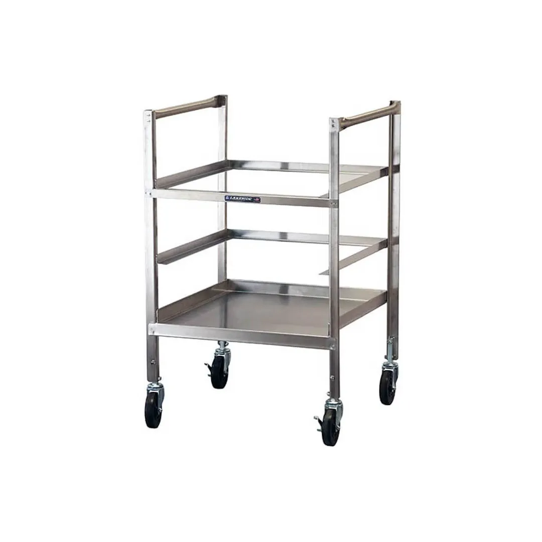 Lakeside 197 Stainless Steel Dishwasher Rack Cart, 31-36 Height, 5-Rack Capacity, Silver, 4 Swivel Casters