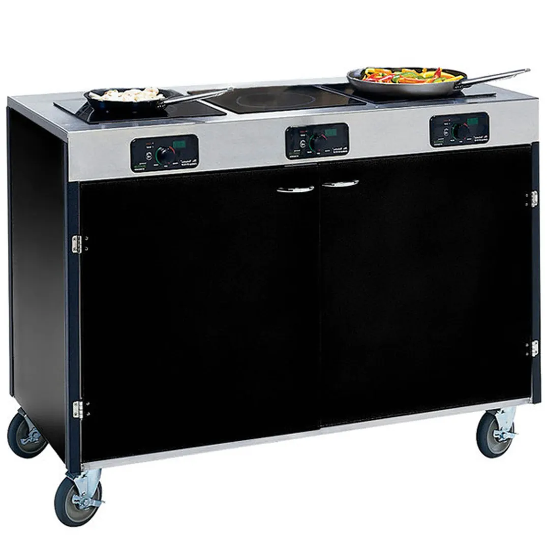 Lakeside 2080 Creation Express Station Mobile Cooking Cart w/ 3 Induction Burner, No Filtration System