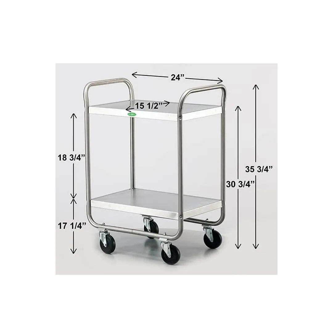 Lakeside 210 Stainless Steel 2-Shelf Tubular Utility Cart - 27" x 17-1/2" x 35-3/4"