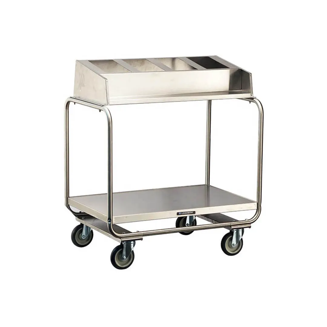 Lakeside 214 Tray & Silver Cart w/ Stainless Steel Angle Frame, (4) 1/3 Size Pans