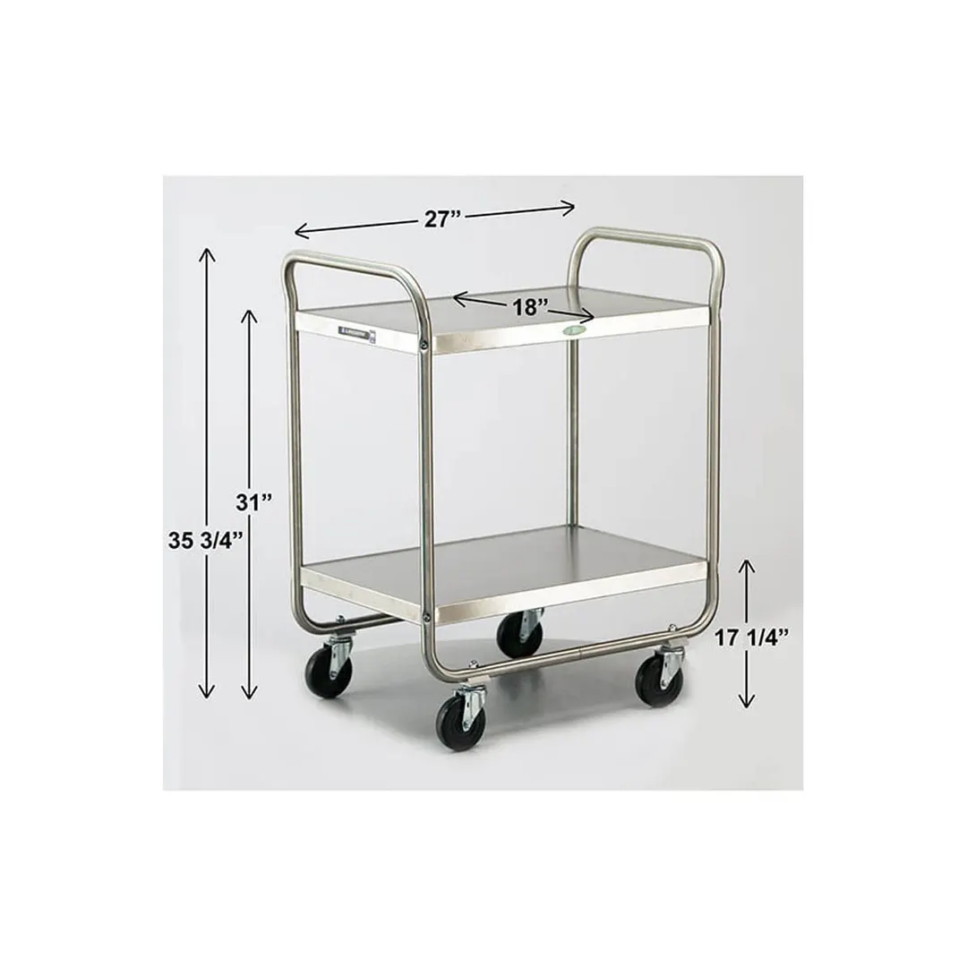 Lakeside 221 Stainless Steel 2-Shelf Tubular Utility Cart - 30" x 20" x 35-3/4"