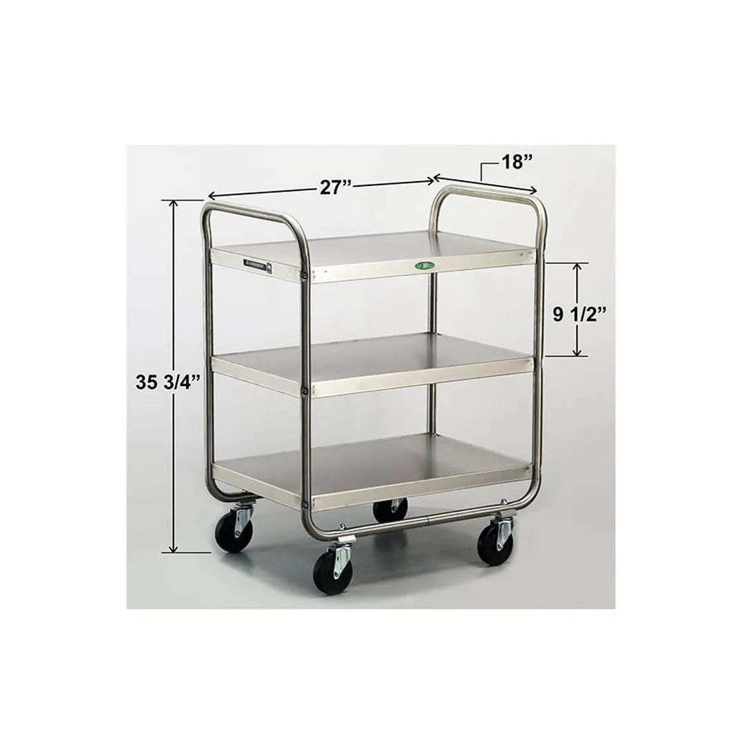 Lakeside 222 Stainless Steel 3-Shelf Tubular Utility Cart - 30" x 20" x 35-3/4"