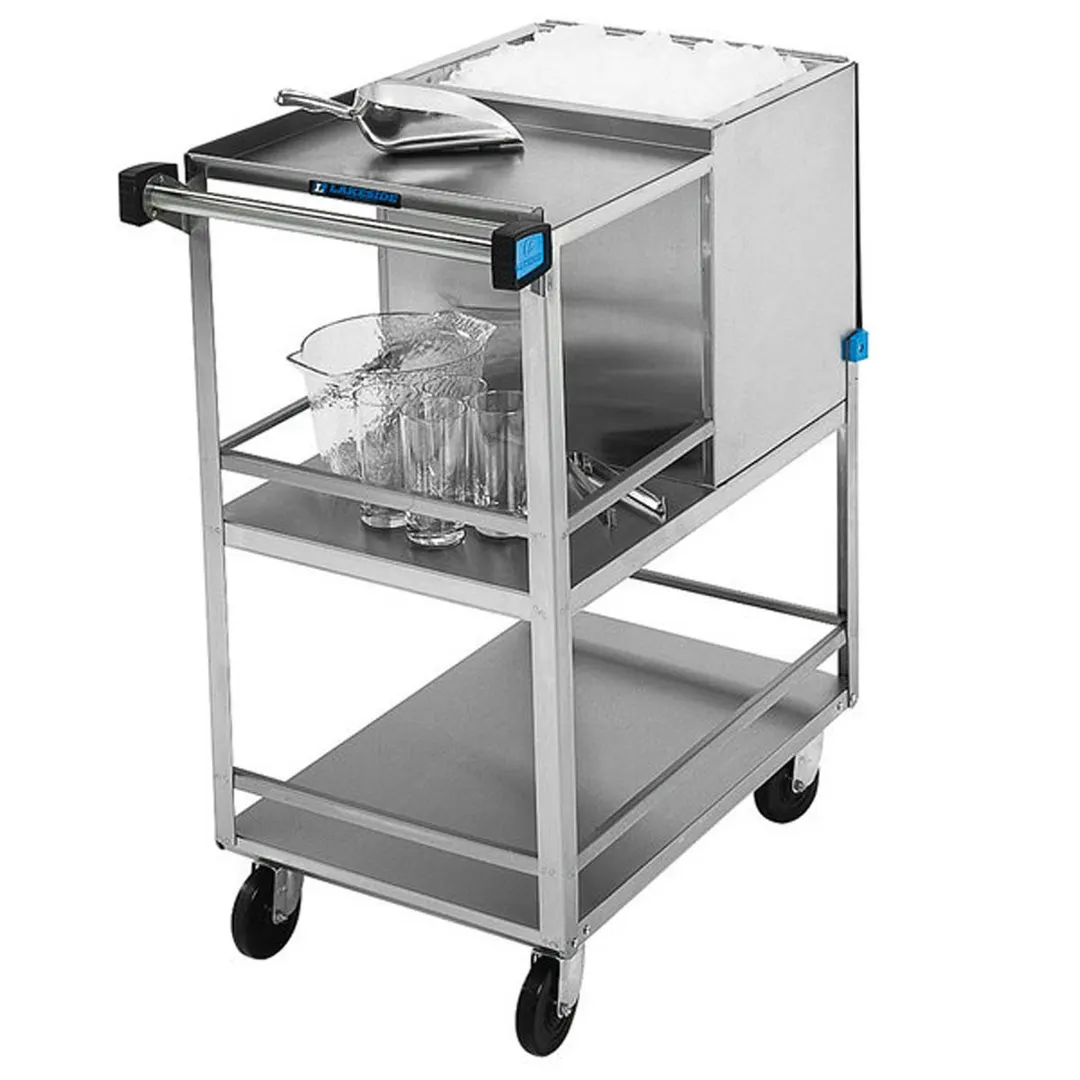 Lakeside 230 Stainless Steel Mobile Ice Bin, 50 lb, Silver