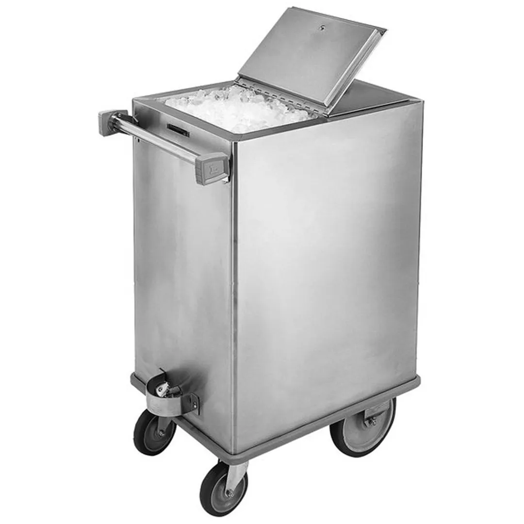 Lakeside 240 Stainless Steel Mobile Ice Bin, 125 lb, Silver