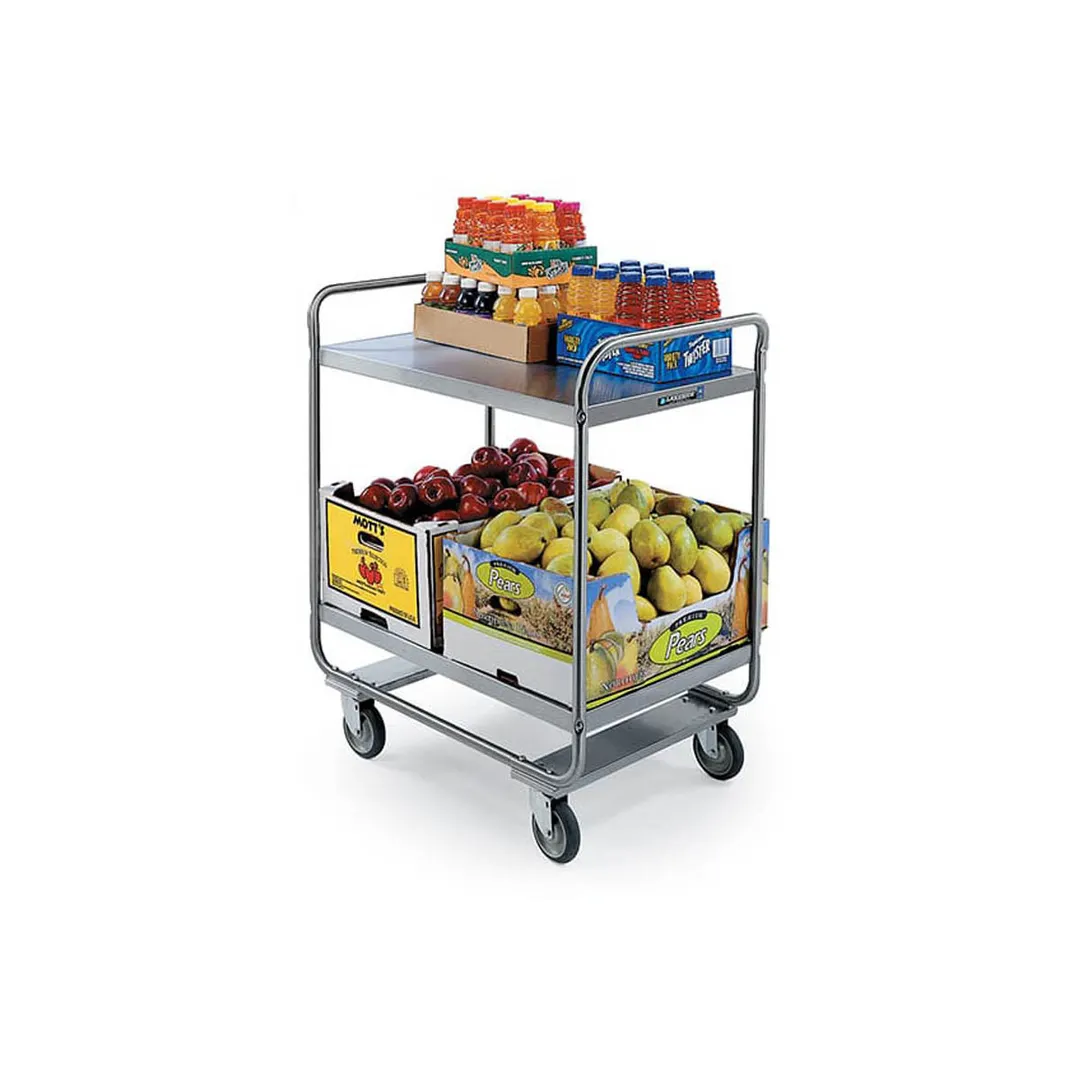 Lakeside 243 Stainless Steel 2-Shelf Tubular Utility Cart - 36" x 22" x 40-5/8"